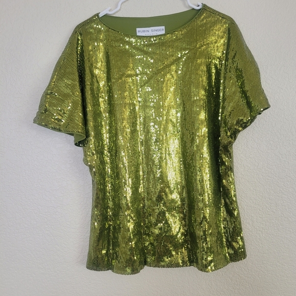 Rubin Singer Tops - Rubin Singer Green Sequin Top (L)